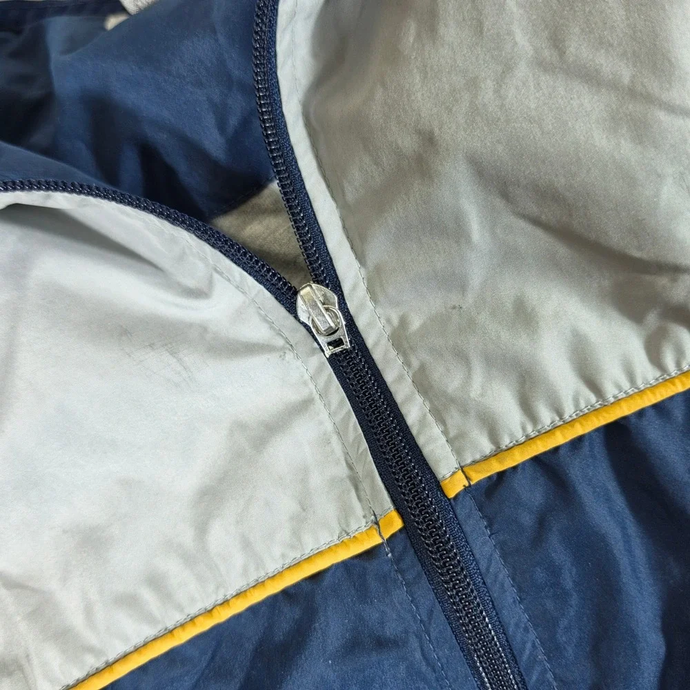 Y2K 2000s Nike Mens 2XL Colorblock Tracksuit Windbreaker Set Navy Blue Grey Flaw